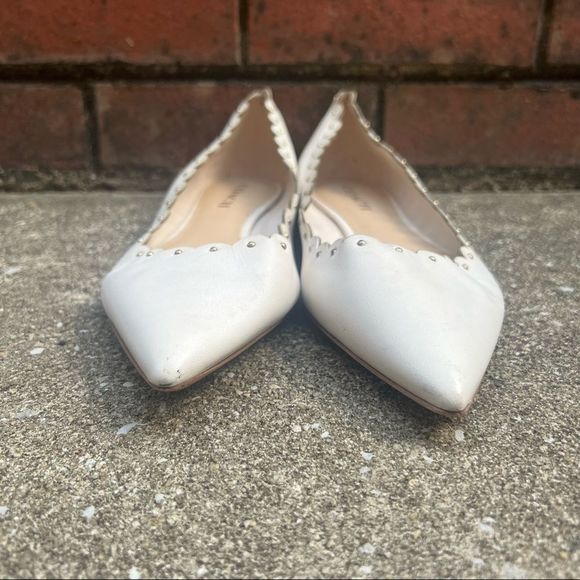 Coach Jill Leather Scalloped Studded Flats White Cream size sz 9.5 - Picture 3 of 10